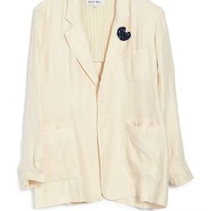 Notch Lapel Linen Jacket in Cream